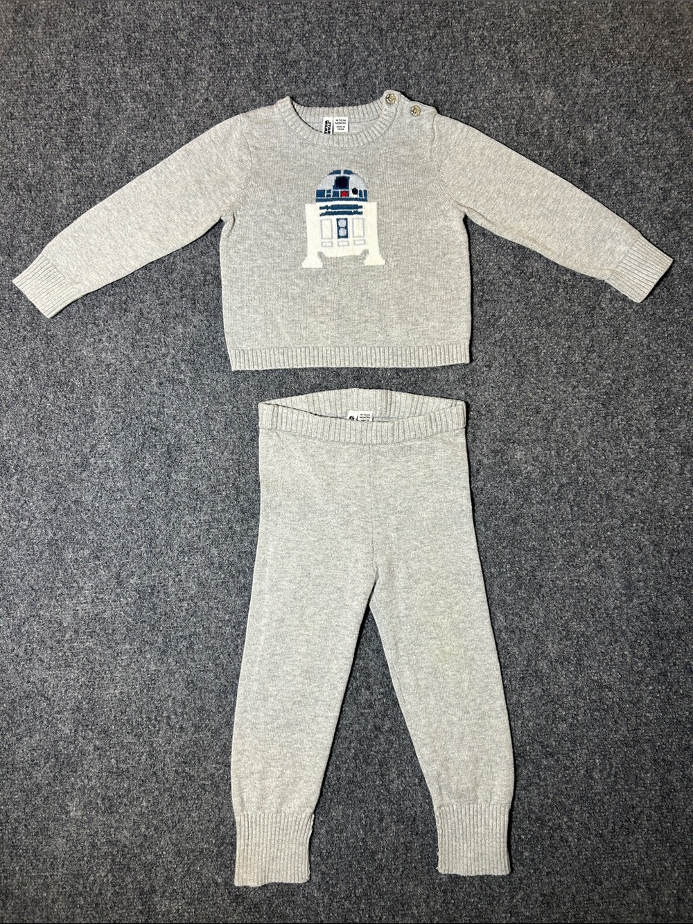 Star Wars x Janie and Jack R2D2 Gray 100% Cotton Warm Up Set Toddler Sz 18-24 M.